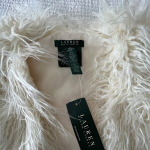 New Lauren Ralph Lauren Cream Faux Fur Vest Size L